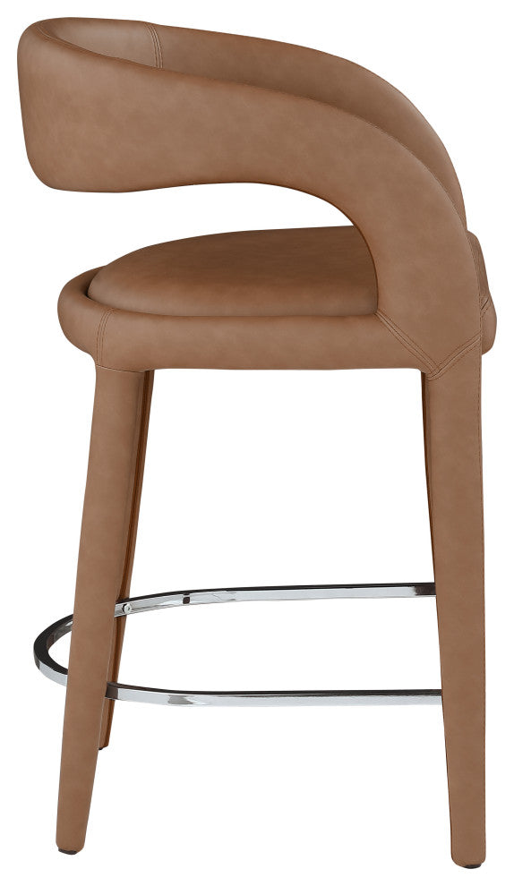 Sylvester Faux Leather Stool, Brown