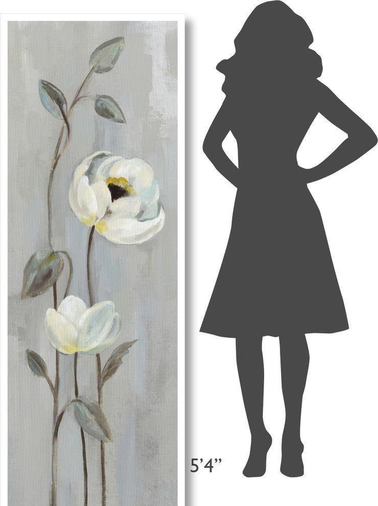 "Neutral Anemone Branches I on Gray" Print by Silvia Vassileva, 26"x74"