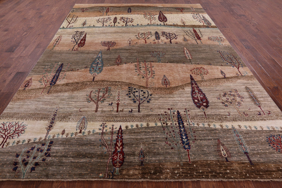 8' 10" X 11' 10" Persian Gabbeh Tribal Handmade Wool Rug Q8104