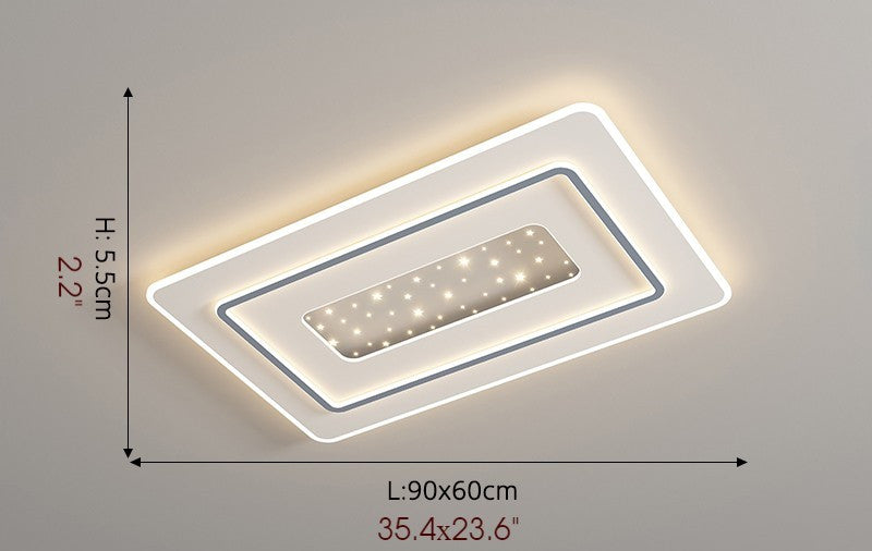 Lessines | Rectangle Minimalist Acrylic LED Ceiling Light, Grey