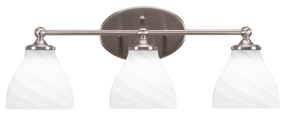 Capri 3-Light Bath Bar, Brushed Nickel/White Marble