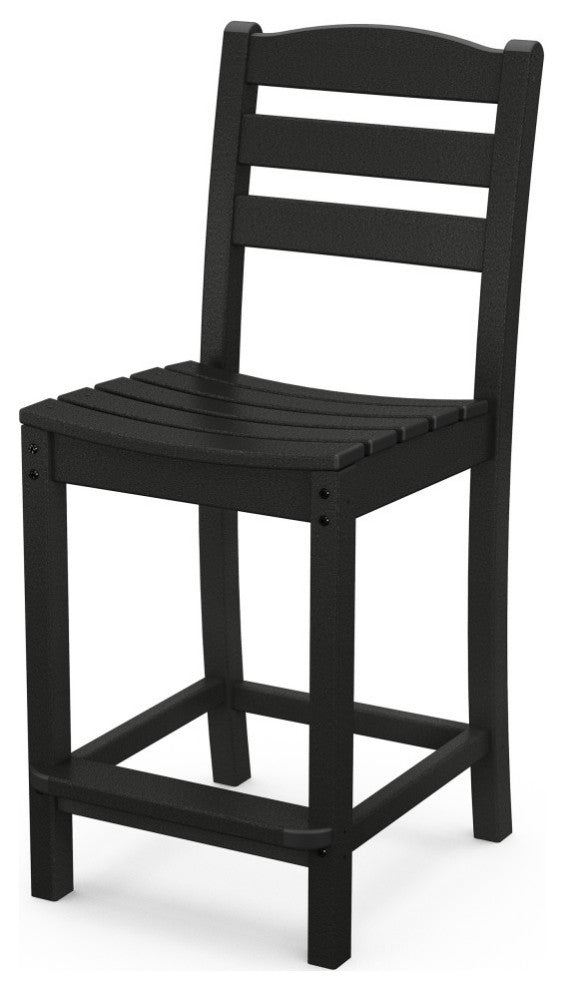 Polywood La Casa Cafe Counter Side Chair, Black