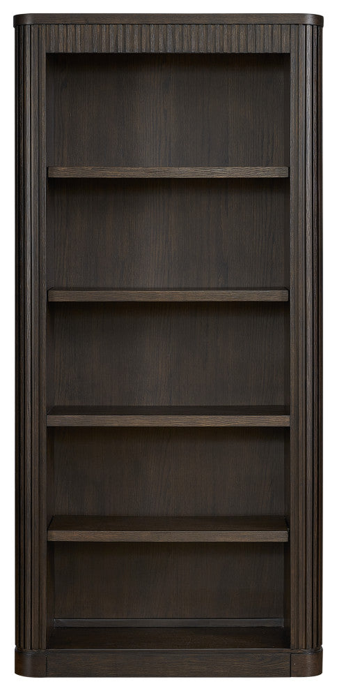 Contemporary Wood Open Bookcase, Office Storage, Brown