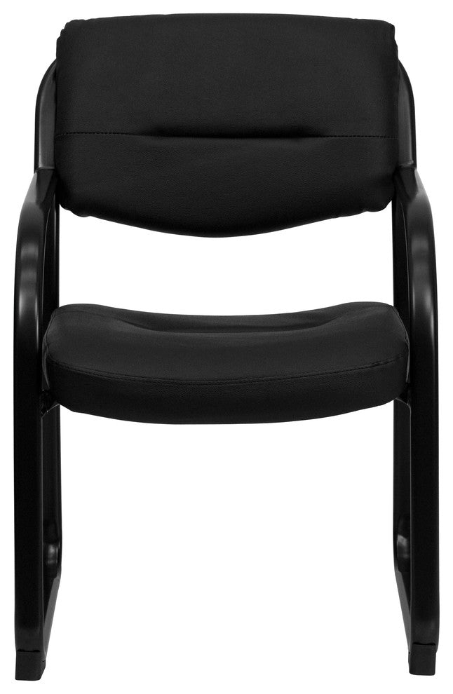 Black Leather Executive Side Chair With Sled Base