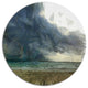 Sea Before Storm Watercolor, Landscape Round Wall Art, 23"