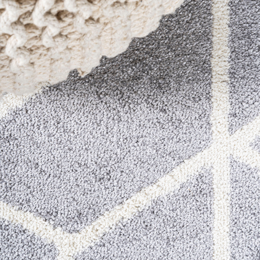 Tumbling Blocks Modern Geometric Light Gray/White 3'x5' Area Rug