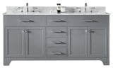 72" Double Sink Bathroom Vanity With Carrara Marble Top