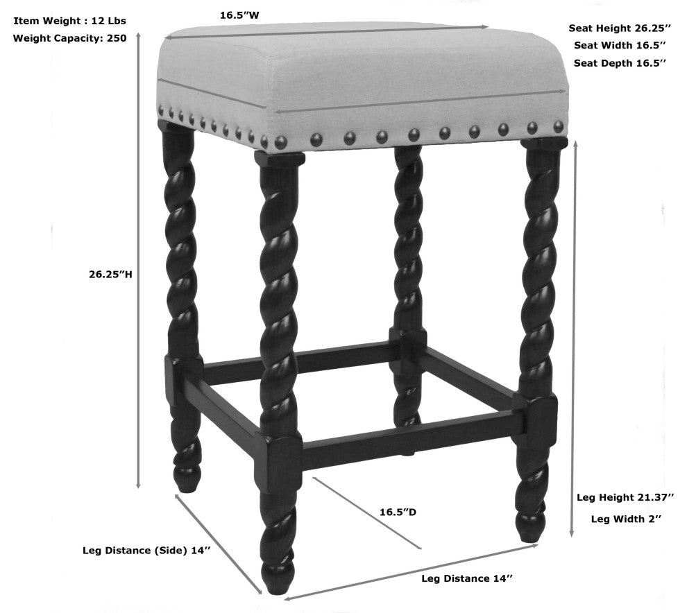 Thomasville Rta Stool 24", Weathered Gray and Linen