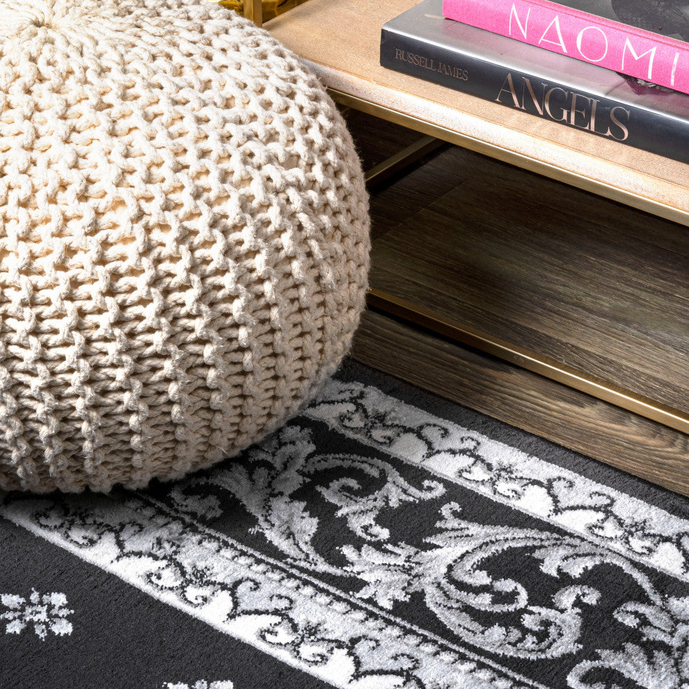 Acanthus French Border, Black/Gray, 2x10