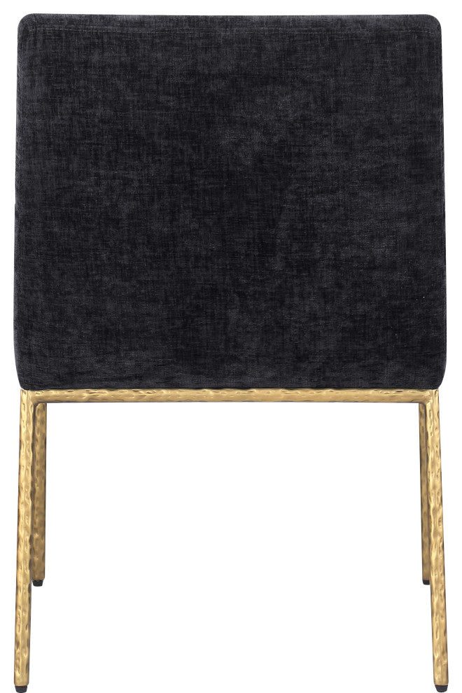 Reeves Upholstered Dining Chair, Black, Chenille , AC,  Brushed Brass, Set of 2