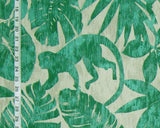 Green Monkey Fabric Jungle Silhouette Upholstery Drapery Material, Standard Cut