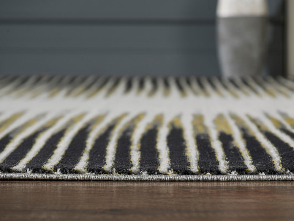 Abani Laguna LAG180A Abstract Striped Yellow and Grey Area Rug