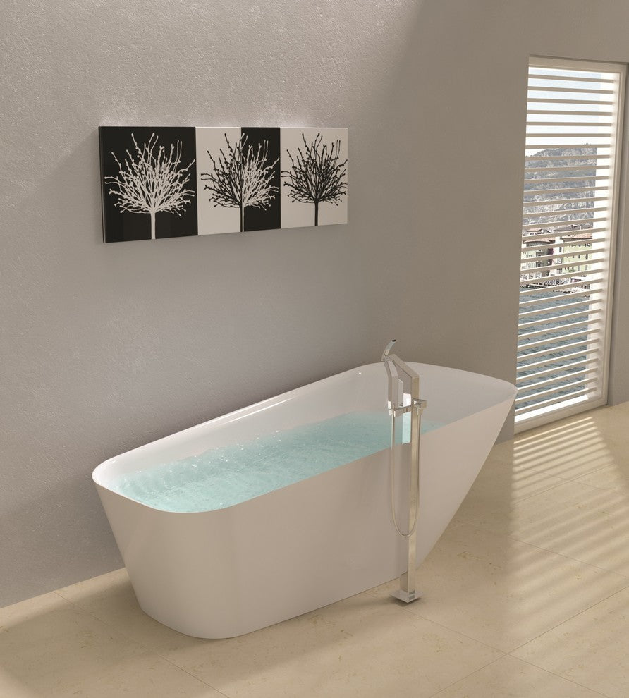 ADM Rectangular Freestanding Bathtub, Glossy White, 68.1"