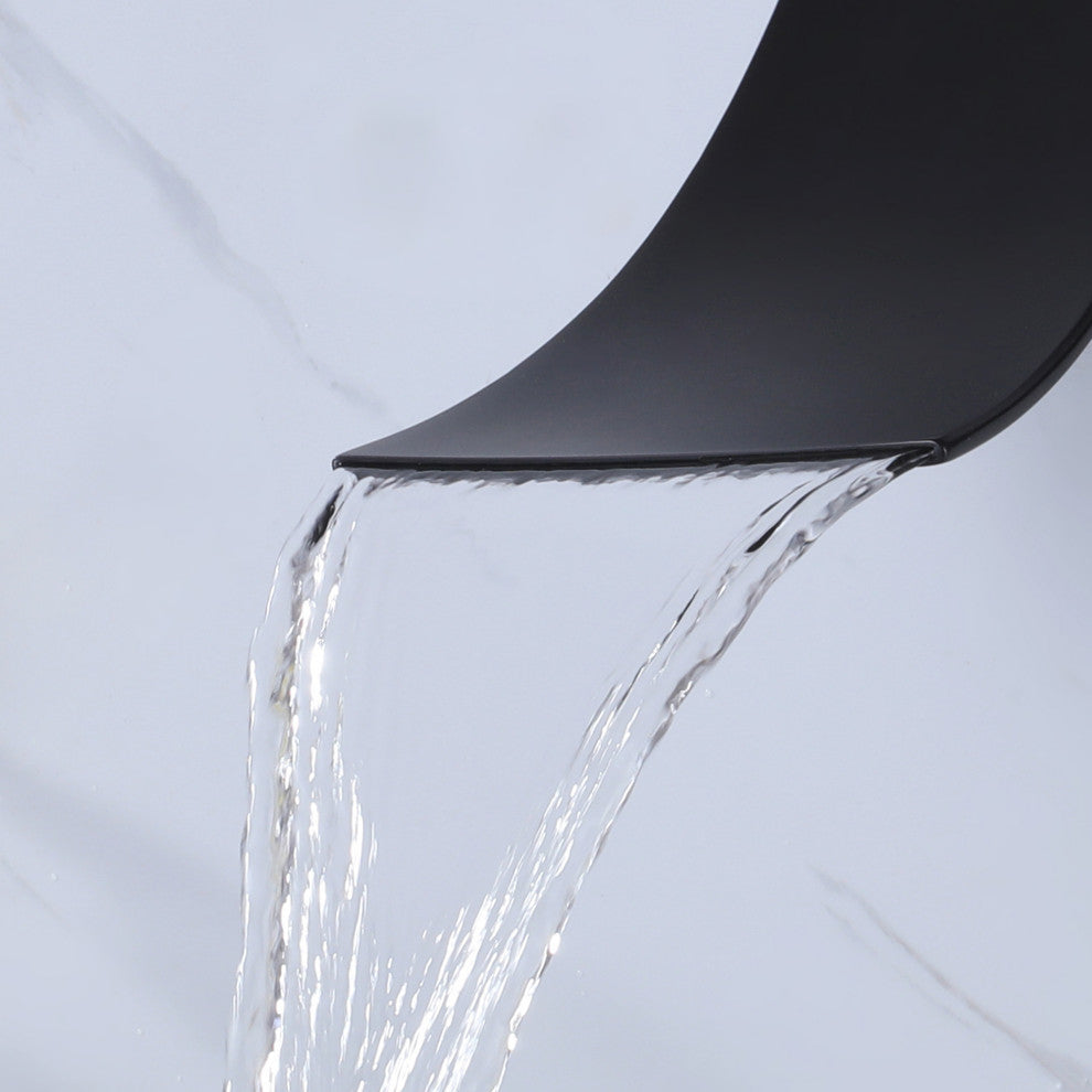 Wall Mounted Single Handle Bathroom Sink Faucet, Matte Black