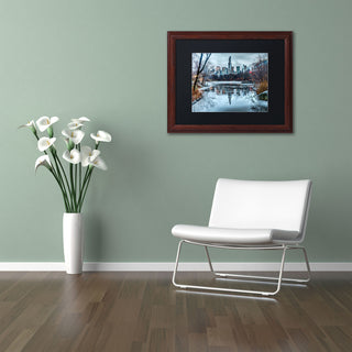 'Frozen Central Park Lake I' Matted Framed Canvas Art by David Ayash