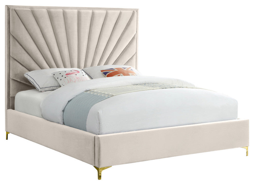 Eclipse Velvet Bed, Cream, Full