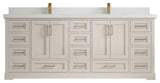 Boston 84" Double Sink Bath Vanity in Fine Grain 2" White Quartz