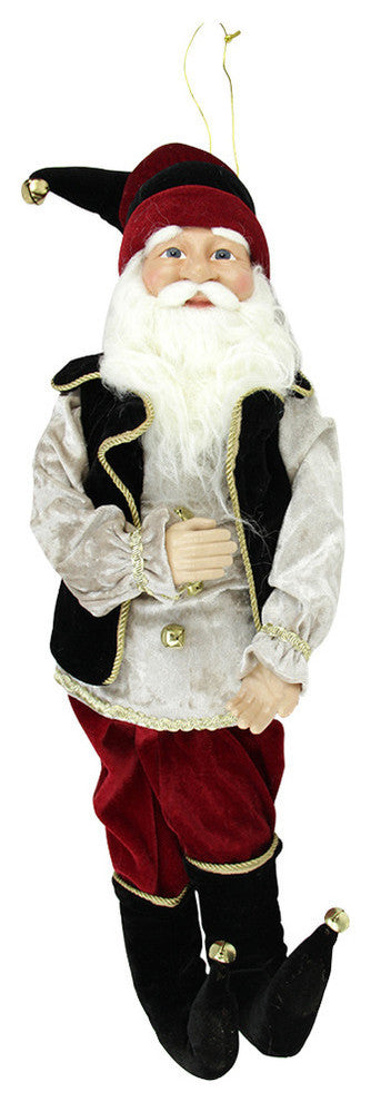 22" Red Black and White Poseable Elf