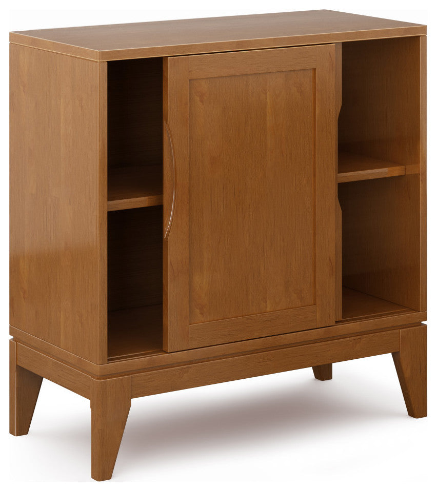 Harper Solid Hardwood Low Storage Cabinet, Teak Brown