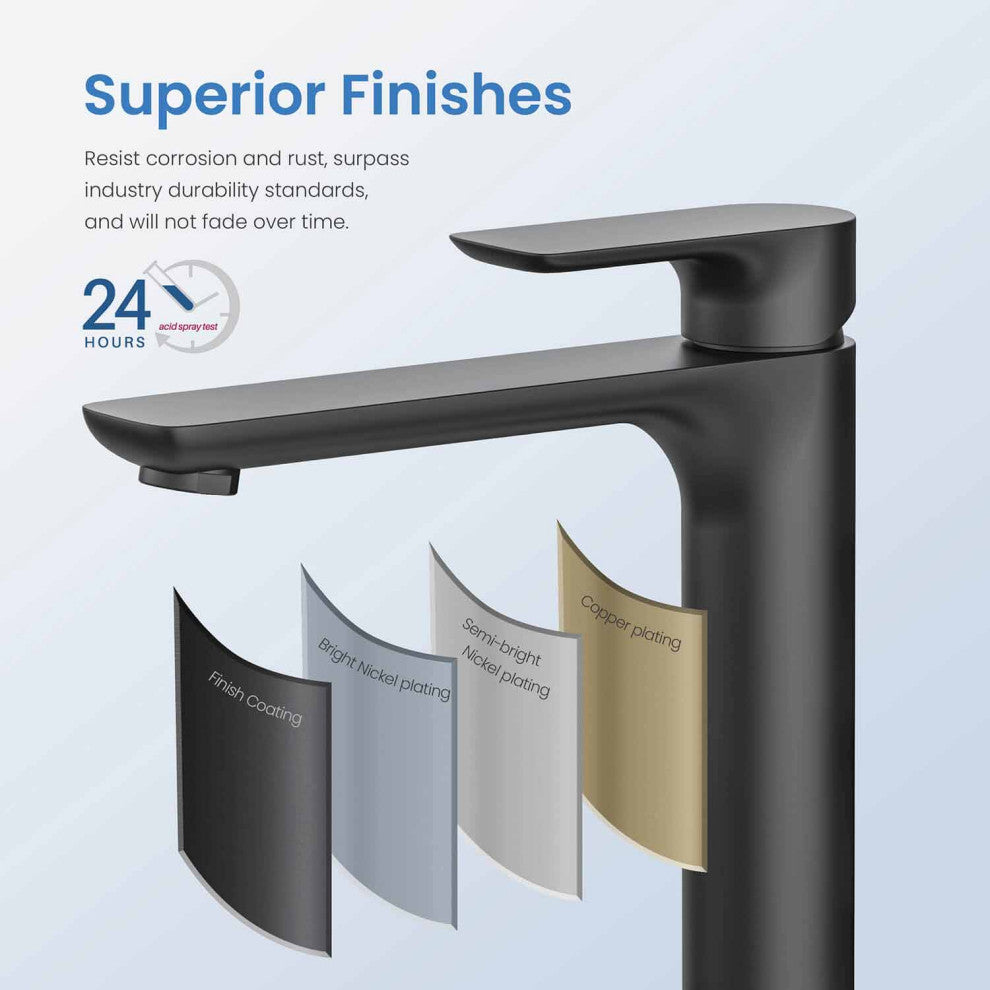 Tender-T Single Handle Bathroom Vessel Sink Faucet, Matte Black