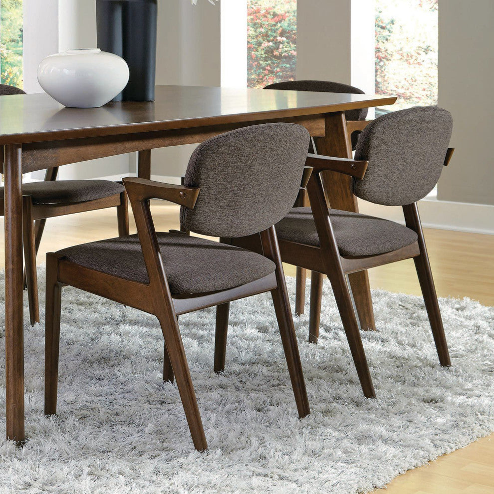Set of 2 Dining Side Chairs, Gray and Dark Walnut