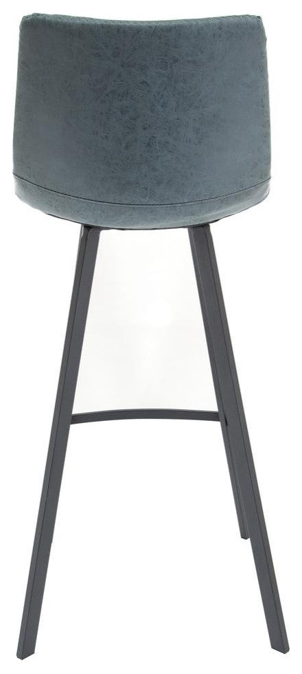 LeisureMod Elland Modern Upholstered Leather Bar Stool With Iron Legs &...