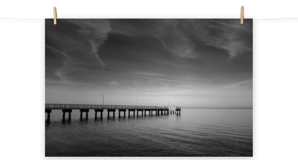 End of the Pier Landscape Photo, Beach Unframed Wall Art Print, 18" X 24"