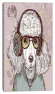 Funny Hipster Poodle with Glasses, Contemporary Animal Art Canvas, 16"x32"