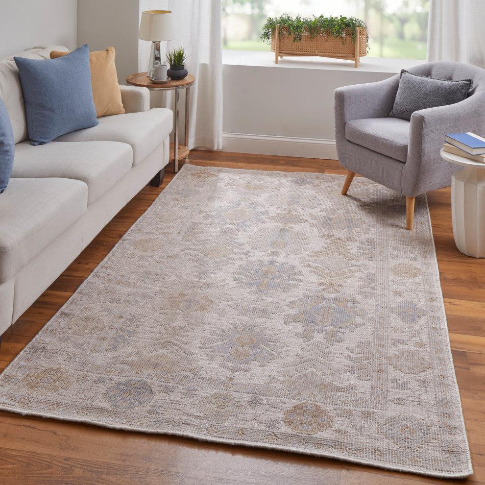 Weave & Wander Tierney Eco Friendly PET Oushak Rug, Ivory/Tan, 8'x10'