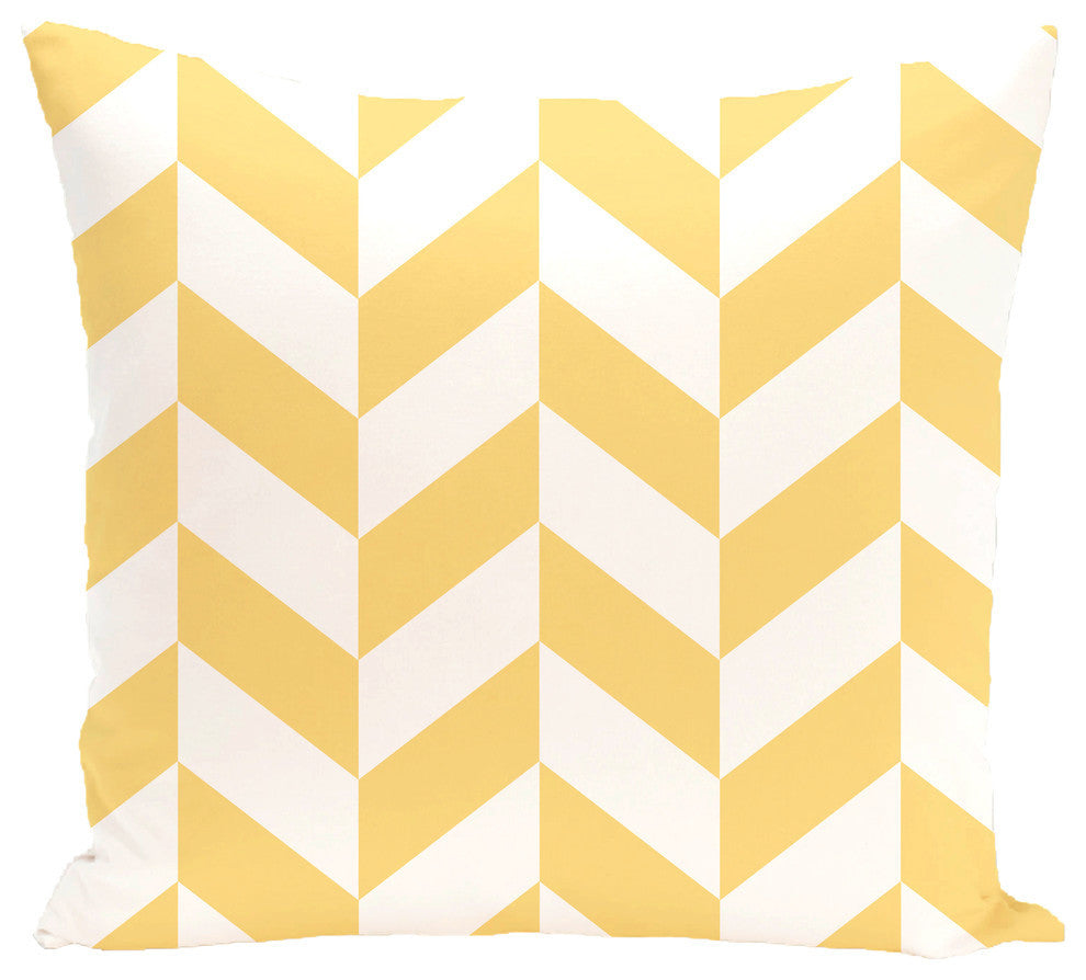Zigzag Jag Geometric Print Outdoor Pillow, Lemon, 20"x20"