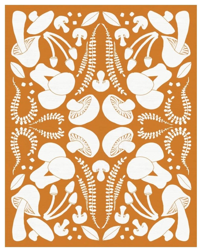 "Retro Mushroom Otomi Silhouette" Digital Paper Print by Elyse DeNeige, 30"x37"