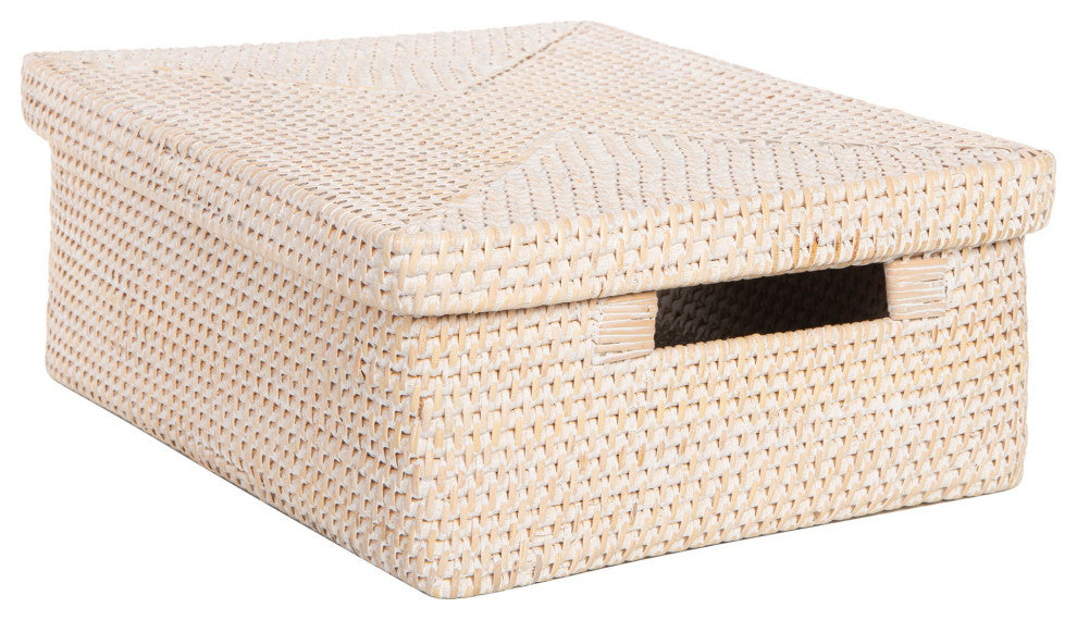 Loma Rattan Storage Box and Shelf Storage Basket, Latte - White Wash