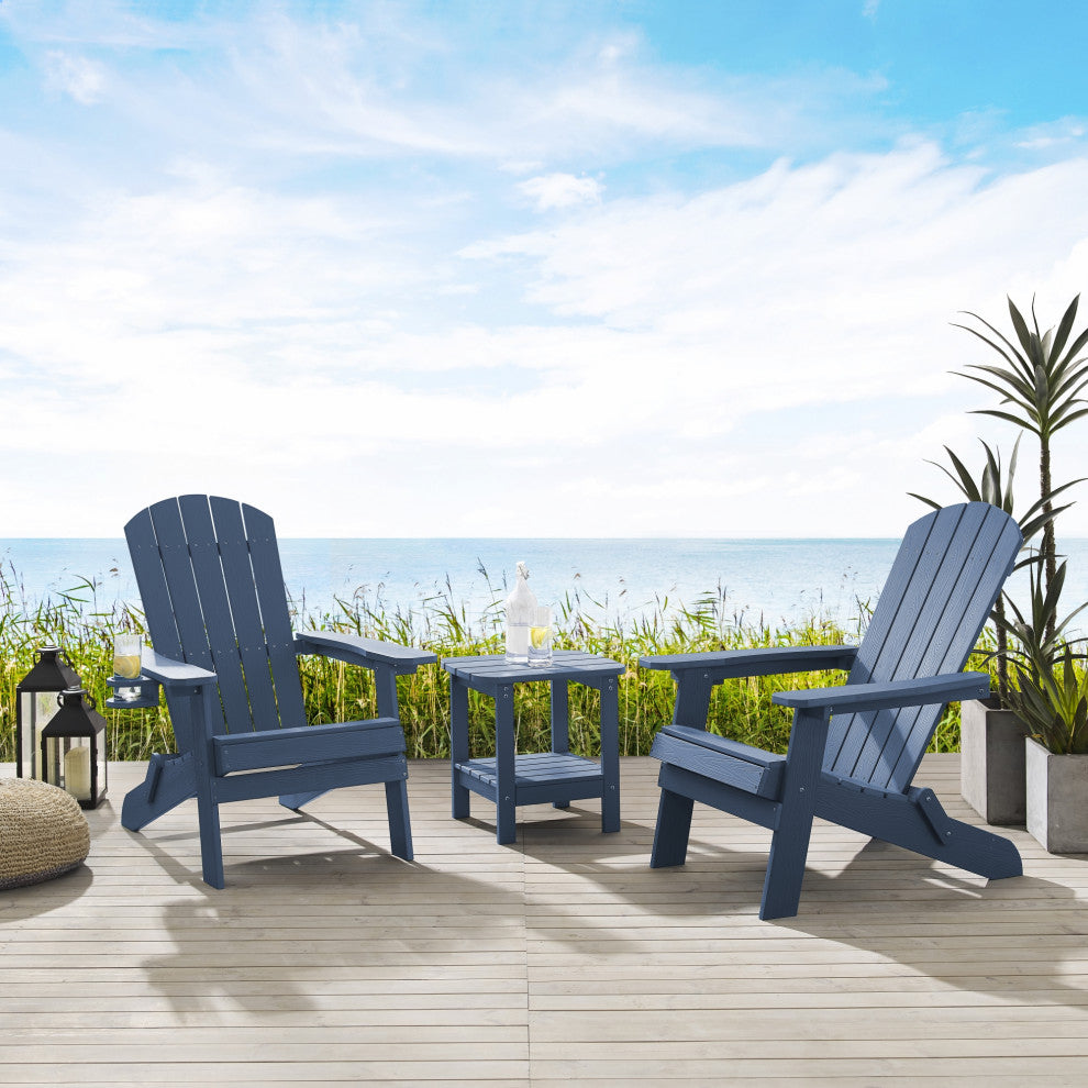 Inspired Home Colston Outdoor Chair, Weather Resistant, Navy