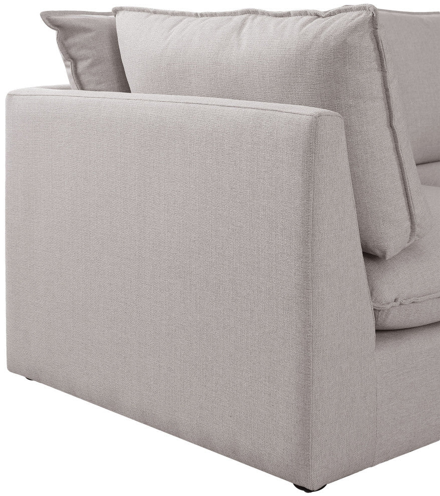Mackenzie Linen Textured Fabric Upholstered 2-Piece Modular Sofa, Beige