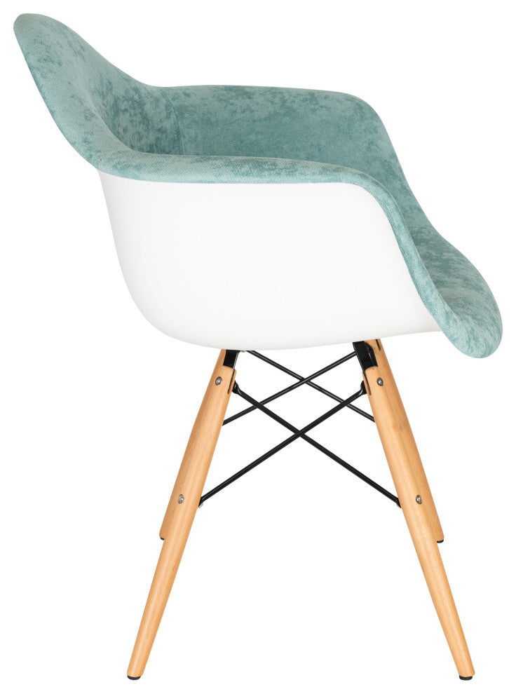 LeisureMod Willow Velvet Eiffel Wooden Base Accent Chair