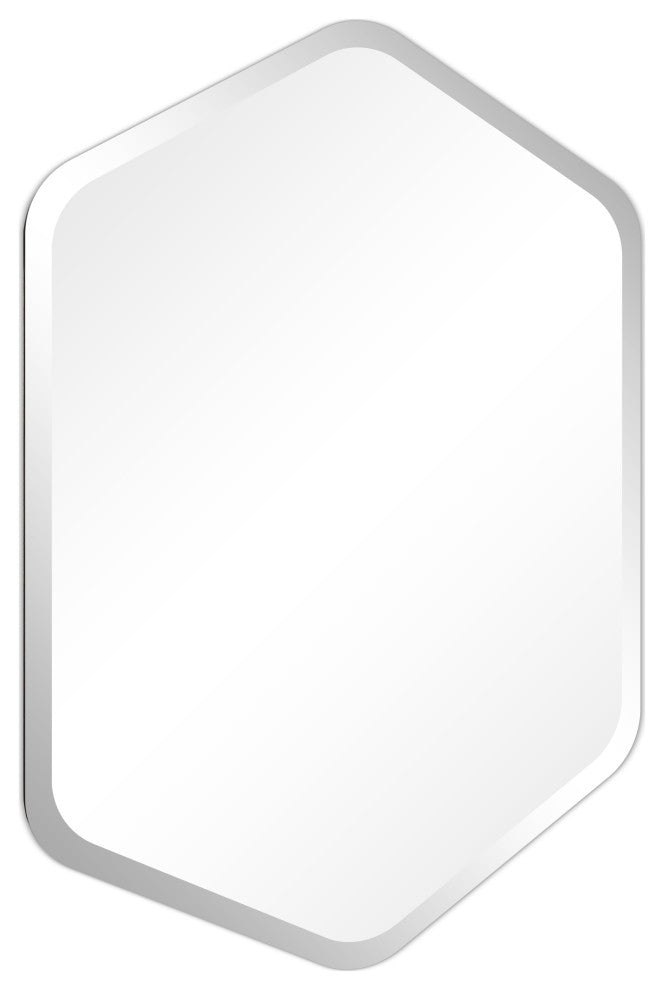 Frameless Beveled Hexagonal Black Matte Finished Wall Mirror