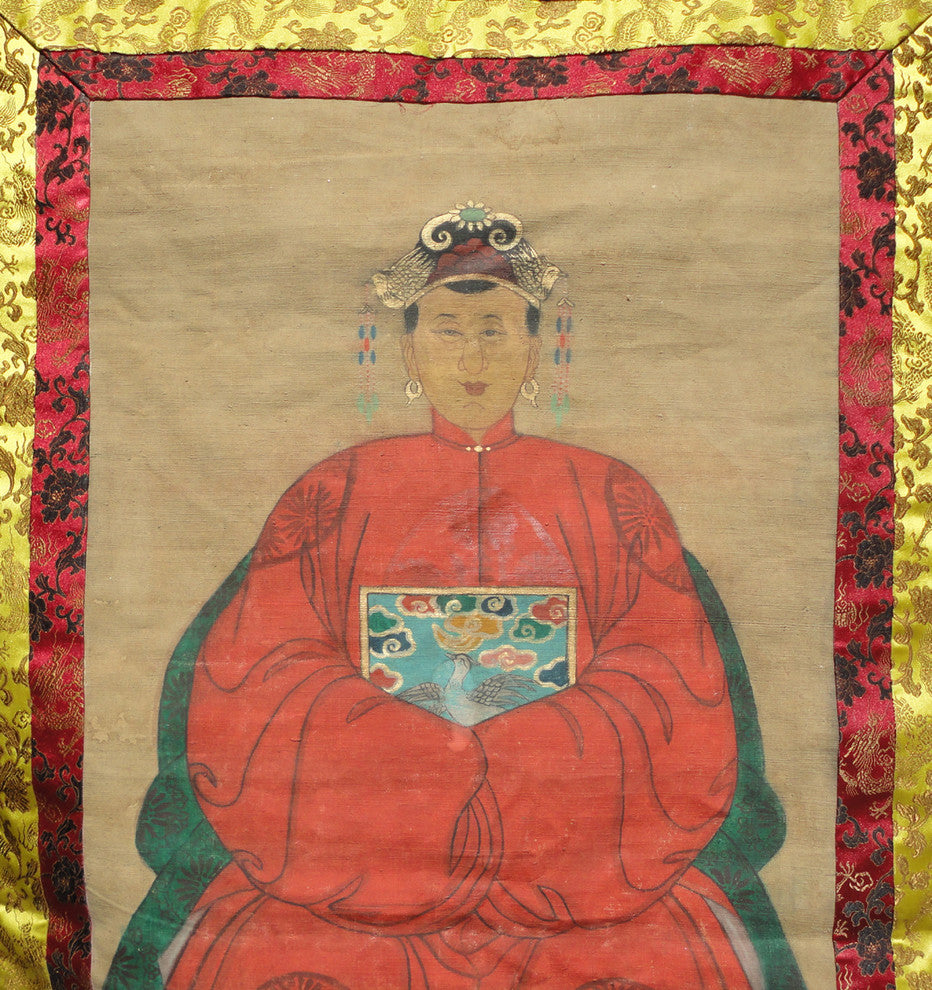 Chinese Hand Painted Emperor Kang Xi's Wife Portrait Hanging Decor