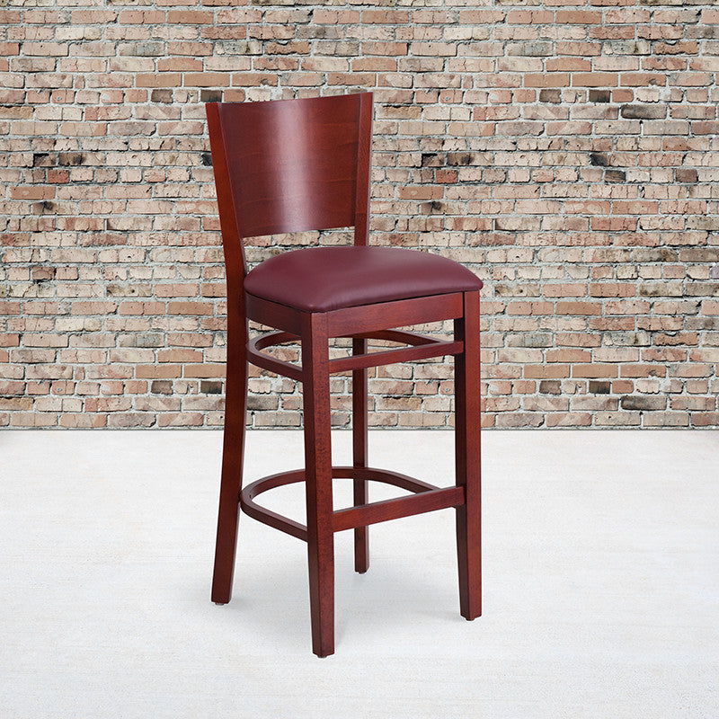Mahogany Wood Stool-Burg Vinyl