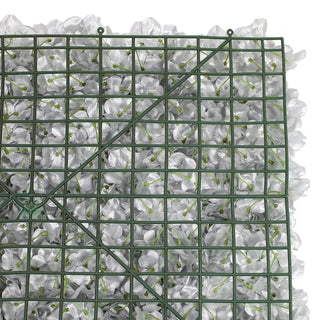 Set of 4 Silver Artificial Hydrangea Flower Wall Panel Hedge Mat Backdrop