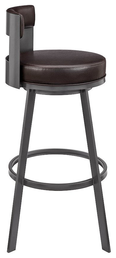 Flynn Swivel Counter or Bar Stool in Faux Leather and Metal