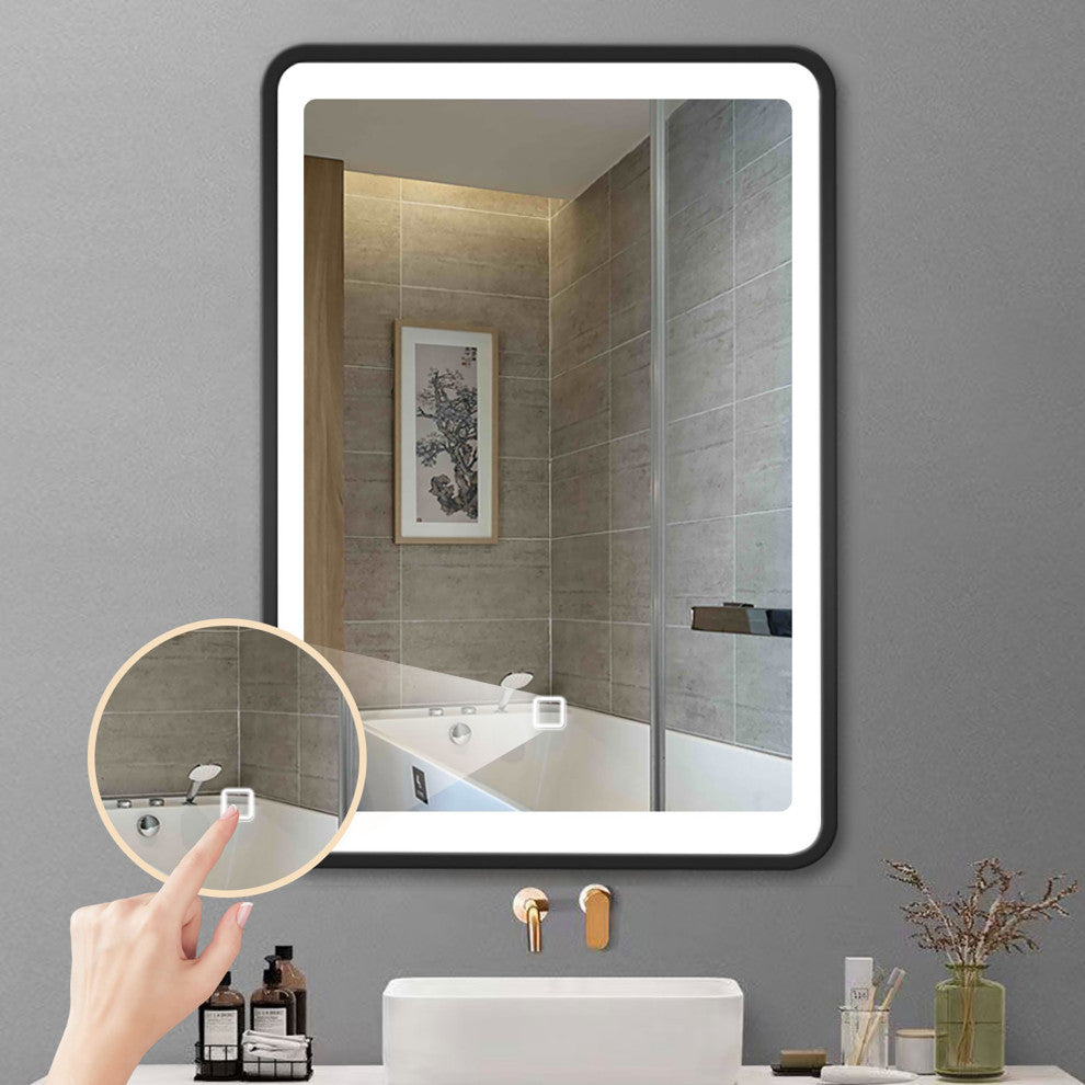 Aluminum Surface Mounted LED Medicine Cabinet, Doors and Shelves, 28" X 20"