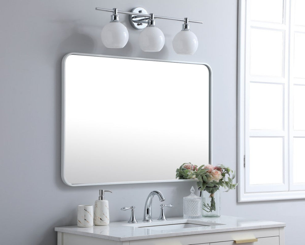 Elegant Decor MR802740WH Soft Corner Metal Rectangular Mirror, 27"x40"