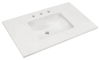 Markham Bathroom Vanity, Walnut/Satin Brass, 36", Calacatta Quartz Top