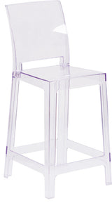 Ghost Counter Stool, Transparent Crystal with Square Back