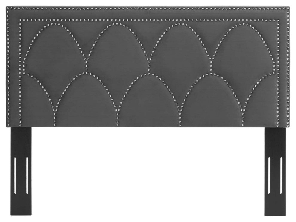 Greta Performance Velvet Twin Headboard, Charcoal