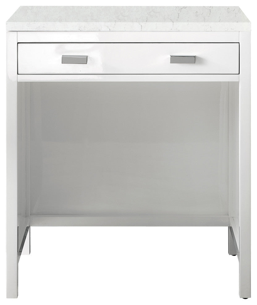 Addison 30" Freestanding Countertop Unit, Glossy White,  Jasmine Pearl Quartz