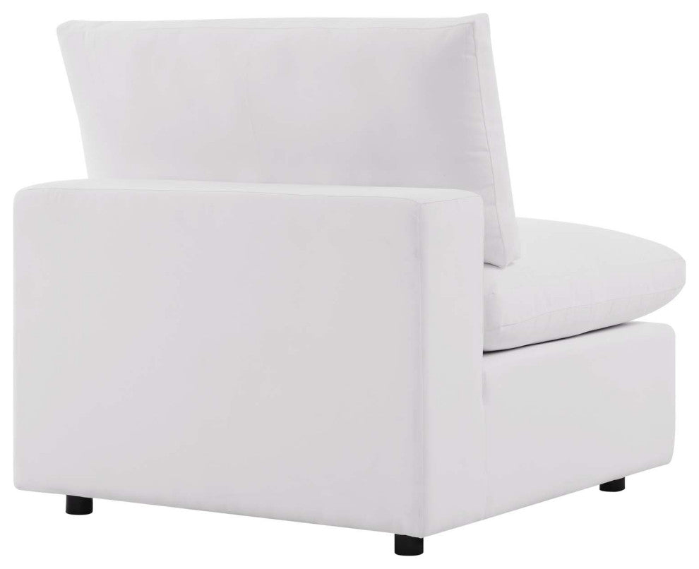 Commix Overstuffed Outdoor Patio Armless Chair White -4902