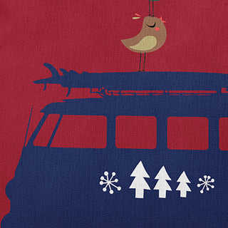 Christmas Surf Bird Accent Pillow, Haute Red, 18"x18"