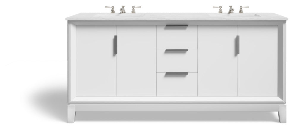 The Ezra Bathroom Vanity, Pure White, 72", Double Sink, Freestanding