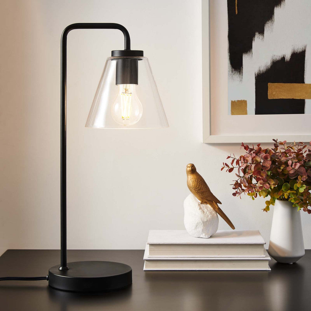 Element Glass Table Lamp, Black